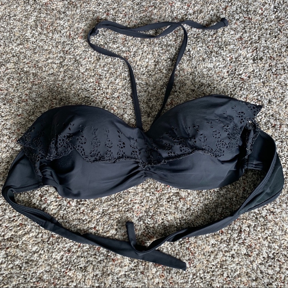 La Vie En Rose Aqua Black Bikini Top